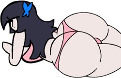 alpha_channel ass_bigger_than_head ass_cleavage black_hair butt_crack butt_focus fat_ass fat_thighs huge_ass panties smiling thin_waist visible_vagina