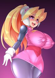 ciel_(mega_man) clothed_female erect_nipples looking_at_viewer mega_man mega_man_zero open_mouth puffy_nipples semikichi tagme tight_clothing