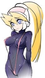 1girls breasts ciel_(mega_man) erect_nipples female latex leotard medium_breasts mega_man mega_man_zero semikichi sling_bikini