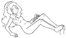 1boy 1girls 3ds 4chan angry barefoot belly_button black_and_white breasts electronics feet feet_on_penis female female_focus foot_fetish footjob handheld_game_console hilbert_(pokemon) human legs male meme monochrome naked navel nintendo nintendo_3ds nipples nude nude_female pale_skin penis pokemon pokemon_bw reluctant sweat sweatdrop thecrazypartyco toes vivian_james