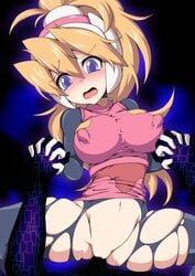 big_breasts bottomless ciel_(mega_man) hand_holding mega_man mega_man_zero puffy_nipples semikichi vaginal_penetration