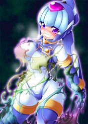 1girls big_breasts breasts fairy_leviathan female mega_man mega_man_zero semikichi shirt_lift slime slime_monster tagme