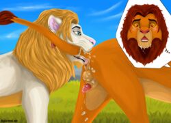 2boys adult anatomically_correct_penis anus ass bite dapperhart digital_media_(artwork) disney duo felid feral gay genitals greenlion hi_res invalid_tag king leonine lion male male/male male_only mammal mane morning pantherine penis royalty simba tagme the_lion_king yaoi