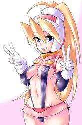 1girls cameltoe ciel_(mega_man) erect_nipples female leotard mega_man mega_man_zero puffy_nipples semikichi sling_bikini