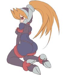 1girls alternate_costume ass breasts ciel_(mega_man) clothed corruption empty_eyes hypnosis mega_man mega_man_zero micro_bikini mind_control panties round_ass semikichi solo tagme thong underwear