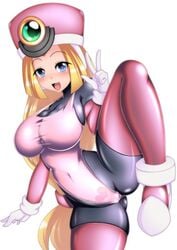 big_breasts cameltoe latex_suit leg_up mega_man mega_man_zx one-piece_swimsuit prairie semikichi swimsuit tagme tight_clothing