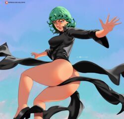 1girls ass big_ass big_butt female female_only green_hair hell904 looking_at_viewer one-punch_man tatsumaki