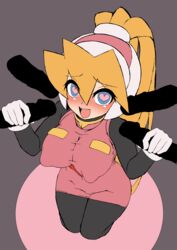 1girls ciel_(mega_man) disembodied_penis erect_nipples female female_focus holding_penis mega_man mega_man_zero multiple_penises puffy_nipples semikichi tagme