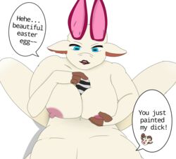 anthro big_breasts blue_eyes bovid breasts caprine cursed_(gnoshy0) duo female genitals gnoshy0 goat hi_res lucy_(gnoshy0) male male/female mammal mature_female mother mother_and_child mother_and_son paizuri parent parent_and_child penis sex son titjob