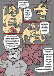 american_dragon:_jake_long anthro blitzdrachin canid canine canis comic conditional_dnp disney disney_channel domestic_dog dragon erection fred_nerk frustrated fu_dog_(character) gay genitals hi_res jake_long male male/male male_only mammal penis slit yaoi