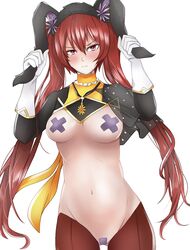 1girls alternate_costume angry bare_midriff blush bunny_ears bunny_girl bunnysuit fire_emblem fire_emblem_awakening fire_emblem_heroes gloves hair_between_eyes looking_at_viewer medium_breasts nintendo pasties red_eyes red_hair reverse_bunnysuit severa_(fire_emblem) severa_(spring)_(fire_emblem) simple_background solo solo_female toshimasa twintails white_background