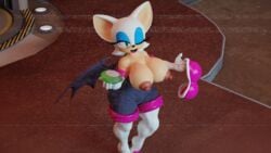 3d 3d_(artwork) 3d_model anthro bra breasts chaos_emerald chiropteran eyelashes eyeshadow fingers gloves makeup mobian mobian_(species) mobian_bat nipples rouge_the_bat sega sonic_(series) sonic_adventure_2 sonic_the_hedgehog_(series) twintailssfm undressing white_hair wings wink