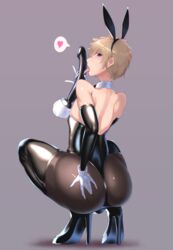 1boy 5masio anal_tail ass ass_focus balls bare_shoulders big_dildo black_dildo black_high_heel_boots black_high_heels black_legwear black_leotard black_pantyhose boots bulge bunny_boy bunny_ears bunny_tail bunnyboy bunnysuit crossdressing dildo dildo_lick femboy girly hand_on_ass hand_on_butt hand_on_own_ass hand_on_own_butt high_heel_boots high_heels latex legwear leotard licking licking_dildo long_dildo male male_focus male_only male_playboy_bunny original pantyhose playboy_bunny sex_toy squatting trap