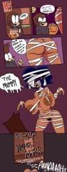 2d areola areolae ass big_breasts boobs breasts butt casual_nudity comic costume dark-skinned_female dialogue functionally_nude functionally_nude_female halloween halloween_costume implied_sex ineffective_clothing jack-o&#039;-lantern large_breasts mummy mummy_costume mummy_wrappings nipples ok_k.o.!_let&#039;s_be_heroes pubic_hair revealing revealing_clothes revealing_clothing revealing_costume revealing_outfit sharp_teeth skimpy skimpy_costume skimpy_outfit terrible_the_drawfag tits vampire_costume wilhamena