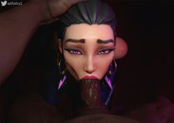 3d big_penis black_body black_penis blowjob blowjob_face dark-skinned_female dark-skinned_male dark_skin deepthroat face_fucking faceless_male fellatio huge_cock interracial oral partial_male pov reyna_(valorant) riot_games unseen_male_face valorant video_game_character wtfsths