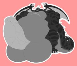 anthro belly dragon fat horns huge_belly hyper hyper_balls hyper_belly hyper_penis male male_only markings musclegut muscular muscular_anthro muscular_arms muscular_legs muscular_male overweight overweight_male reptile sachiel_666 scalie scar solo solo_male tail veiny_penis wings