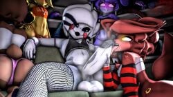 1femboy 1futa 3d 3girls armwear bonnie_(cally3d) bonnie_(fnaf) chica_(cally3d) chica_(fnaf) eyepatch femboy fishnet_legwear fishnets five_nights_at_freddy's foxy_(cally3d) foxy_(fnaf) freddy_(fnaf) frenni_fazclaire group_sex happy_face hung_futanari marie_(cally3d) multiple_girls only_male pink_panties puppet_(cally3d) puppet_(fnaf) skimpy_clothes sucking_penis tongue_out