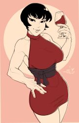 alcohol big_ass big_breasts jucika muscular_female wine_glass