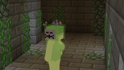 1girls 3d bone bones breasts dungeon erect_nipples female girl green_body mine-imator minecraft nutmastersam sex_mod slime slime_(minecraft) slime_girl slime_hair tagme wet_pussy