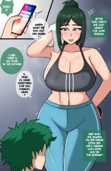 1boy 1girls after_sex english_text green_hair inko_midoriya izuku_midoriya midoriya_inko midoriya_izuku milf mother_and_son motherly_cuckold my_hero_academia navel netorare victor21900