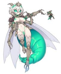 1girls 4_arms alien_queen_(terraria) female glowing_eyes glowing_genitalia glowing_nipples insect_girl medium_breasts monster_girl multi_arm multi_limb naked nyong_nyong ovipositor pussy simple_background smile tagme tail terraria white_skin