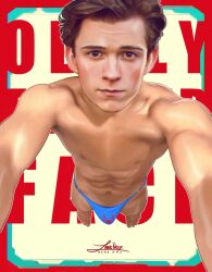 1boy bulge bulge_through_clothing celebrity male male_only male_thong marvel marvel_cinematic_universe solo spider-man spider-man_(tom_holland) thong thong_bikini tight_clothing tom_holland zane_nox