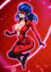 1girls areola areolae ass bangs big_breasts black_gloves black_legwear black_socks black_thighhighs blue_eyes blue_hair body_blush breasts erect_nipples female female_focus female_only foxyart gloves ladybug_(character) large_breasts legs marinette_cheng marinette_dupain-cheng mask miraculous_ladybug naked nipples no_bra nude nude_female pink_nipples pose posing red_background shiny_skin small_waist socks solo solo_focus thigh_boots thighhighs thighs thin_waist twintails