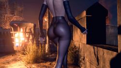 3d ada_wong ass ass_focus female resident_evil resident_evil_4 resident_evil_4_remake socks stockings thick_ass translucent