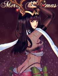 alternate_costume ass christmas female female_only fire_emblem fire_emblem_awakening fire_emblem_heroes nico_artooo nintendo official_alternate_costume solo tharja_(fire_emblem) tharja_(winter)_(fire_emblem)