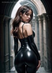 ai_generated big_breasts bodysuit celebrity cleavage cute detailed female female_only goth goth_girl gothic high_quality hourglass_figure hyperrealistic jenna_ortega latex leak leaked logart person real real_person seductive sensitive solo stable_diffusion the_addams_family wednesday_addams