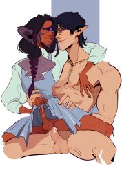 ashaaryx au_ra aymeric_de_borel brown_skin crossdressing cum cum_in_ass cum_inside dark-skinned_male dark_hair dark_skin dumdelfin elezen erection final_fantasy final_fantasy_xiv gay gay_anal gay_sex horns lifting_skirt male male/male male_only male_penetrating male_penetrating_male nude_male penetration penis scales sitting_on_lap sitting_on_penis tail xaela yaoi