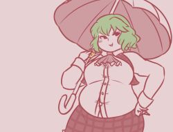 bbw belly_overhang big_belly big_breasts big_female blush chubby chubby_female embarrassed fat fat_ass fat_female fat_fetish fat_girl fat_woman fatty large_female obese obese_female overweight overweight_female plump pork_chop thick_thighs touhou weight_gain yuka_kazami yuuka_kazami