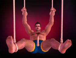 3d bondage capcom dead_rising deadrisingporn frank_west male male_only penis penis_out rope solo solo_male tied_up underwear underwear_only