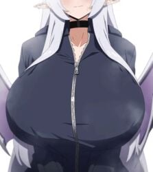 animated bodysuit breasts breasts_out breasts_squeezed_together dotthebot gigantic_breasts jumpsuit skin_tight unzipped unzipped_bodysuit unzipped_jumpsuit