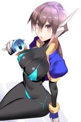 1girls aile big_breasts erect_nipples female female_only holding_can latex latex_suit mega_man mega_man_zx mega_man_zx_advent micro_bikini tagme ukimukai voluptuous