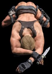 1boy bending_over bent_over black_background blonde_hair bowing bowing_before_viewer bowing_down capcom dogeza firearm fluff_renders_(artist) good_boy gun guns holding_knife human humbled kneeling kneeling_down kneeling_position knife leon_scott_kennedy male male_focus male_only male_pov naked naked_male nude nude_male obedience obedient obedient_sub resident_evil resident_evil_2 resident_evil_2_remake resident_evil_4 resident_evil_4_remake sub_only submissive_hero submissive_human submissive_male submit weapon weapon_holster