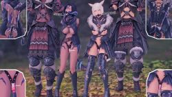 4girls angry arms_behind_back au_ra ball_gag bondage captured collar cuffs defeated defeated_heroine final_fantasy final_fantasy_xiv gag handcuffs kidnapped kisa_kha miqo'te multiple_girls rape ripped_clothing scared vibrator vibrator_in_pussy xaela y'shtola