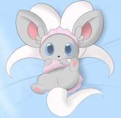 chinchilla cinccino cub feral fur furry looking_at_viewer nightgown pokémon_(species) pokemon presenting_pussy pussy smile tagme tail yumei