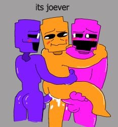 ass bad_ending blush cum cum_in_pussy dave_miller_(dayshift_at_freddy's) dayshift_at_freddy's dsaf henry_miller_(dayshift_at_freddy's) holding_waist jack_kennedy_(dayshift_at_freddy's) ms_paint orange_skin penis pink_penis pink_skin purple_penis purple_skin sex shitpost text threesome yaoi