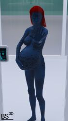 1girls 3d belly big_belly big_breasts blacksouls3d blue-skinned_female blue_skin breasts disproportional female female_only hand_on_belly marvel marvel_comics mystique nude pregnant red_hair solo solo_female x-men yellow_eyes