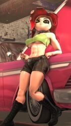 3d 3d_(artwork) car mechanic octoling octoling_girl sheila_(wingfury) splatoon underboob wing_fury