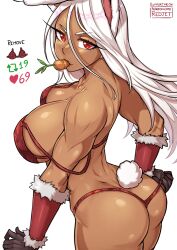 ass big_ass big_breasts breasts bunny_ears bunny_girl christmas dark-skinned_female dark_skin female miruko my_hero_academia redjet rumi_usagiyama strip_game