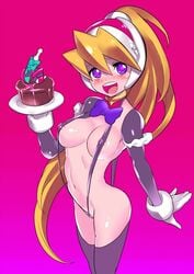 1girls blonde_hair ciel_(mega_man) erect_nipples female leotard medium_breasts mega_man mega_man_zero nipple_bulge sling_bikini tagme ukimukai