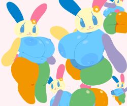 1girls 2d 2d_(artwork) ass ass_focus bending_over big_ass big_breasts blue_nipples blush breasts breasts_bigger_than_head bunny_girl cassettedream digital_media_(artwork) dream-cassette flower_on_head mob_face multicolored_body multicolored_fur nude nude_female sanrio solo sweat sweaty_ass