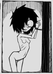 arched_back bondage bound bound_wrists breasts_out concerned female female_only i_can't_sleep nia nude pale-skinned_female pale_skin