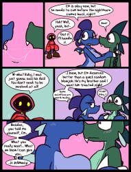 2026 anthro anthro_on_anthro black_body blue_body blue_clothing blue_hood blue_robe blue_scales blush bodily_fluids breast_squish breasts brother_(lore) brother_and_sister_(lore) brown_clothing brown_footwear brown_shoes cape claws clothing comic cute_fangs dialogue dragon emerald_(ultilix) english_text european_mythology fangs female finger_claws footwear green_body green_hair green_scales group hair half-closed_eyes hi_res imminent_sex incest_(lore) intraspecies leo_the_magician male male/female mythological_creature mythological_scalie mythology narrowed_eyes nipples nude pink_nipples purple_hair red_cape red_clothing red_hood red_robe robe ruby_(ultilix) saliva saliva_string scales scalie shadow_creature shoes shoulder_grab sibling_(lore) sister_(lore) speech_bubble squish teeth text trio ultilix western_dragon white_claws yellow_eyes
