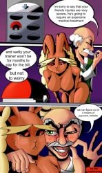 anthro black_sclera blush bodily_fluids comic crying dialogue duo elderly english_text facial_hair female generation_4_pokemon hi_res human lopunny male mammal mustache nintendo nipples nude nude_anthro nude_female pantyking pokemon pokemon_(species) red_eyes tears text ugly_bastard