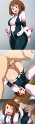 1boy 1girls ass brown_hair comic from_behind hara_(harayutaka) my_hero_academia ochako_uraraka sex thick_ass thick_thighs