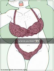 freckles glasses glasses_girl green_hair hazel_(rebecca_doodles) huge_breasts lingerie smug snapchat voidovoiderino