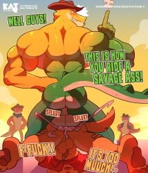 alternate_version_at_source anal_penetration canine chad_(the_amazing_digital_circus) cowboy_hat cum cumming_in_ass cumming_while_penetrating english_dialogue english_text furry_only gay_sex gummigoo_(tadc) gummigoo_(the_amazing_digital_circus) kat2skate male_only max_(the_amazing_digital_circus) muscular_male reptile scratch_(tadc) scratch_(the_amazing_digital_circus) shirt_only size_difference tagme the_amazing_digital_circus watching_from_afar